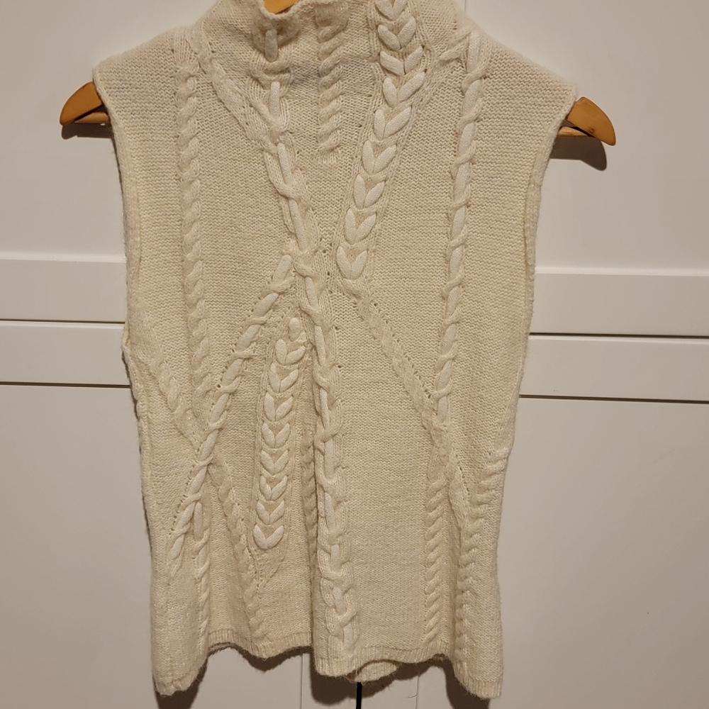 Zara Wool Blend Cable Knit Sweater Vest Size M - Picture 3 of 4
